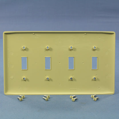Hubbell NPJ4I Ivory 4-Gang Mid-size Toggle Switch Cover Nylon Wallplates 10-Pack