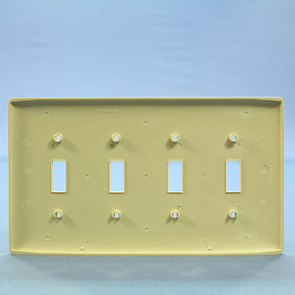 Hubbell NPJ4I Ivory 4-Gang Toggle Switch Unbreakable Nylon Mid-Size Wallplate