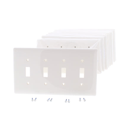 Hubbell NPJ4LA Light Almond 4-Gang Mid-size Switch Plate Nylon Wallplate 10-Pack