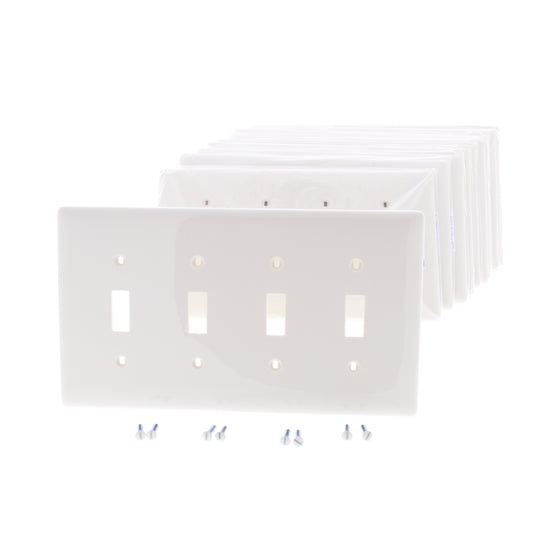 Hubbell NPJ4LA Light Almond 4-Gang Mid-size Switch Plate Nylon Wallplate 10-Pack