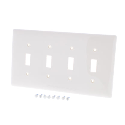 Hubbell NPJ4LA Light Almond 4-Gang Toggle Unbreakable Mid-Size Wallplate Cover