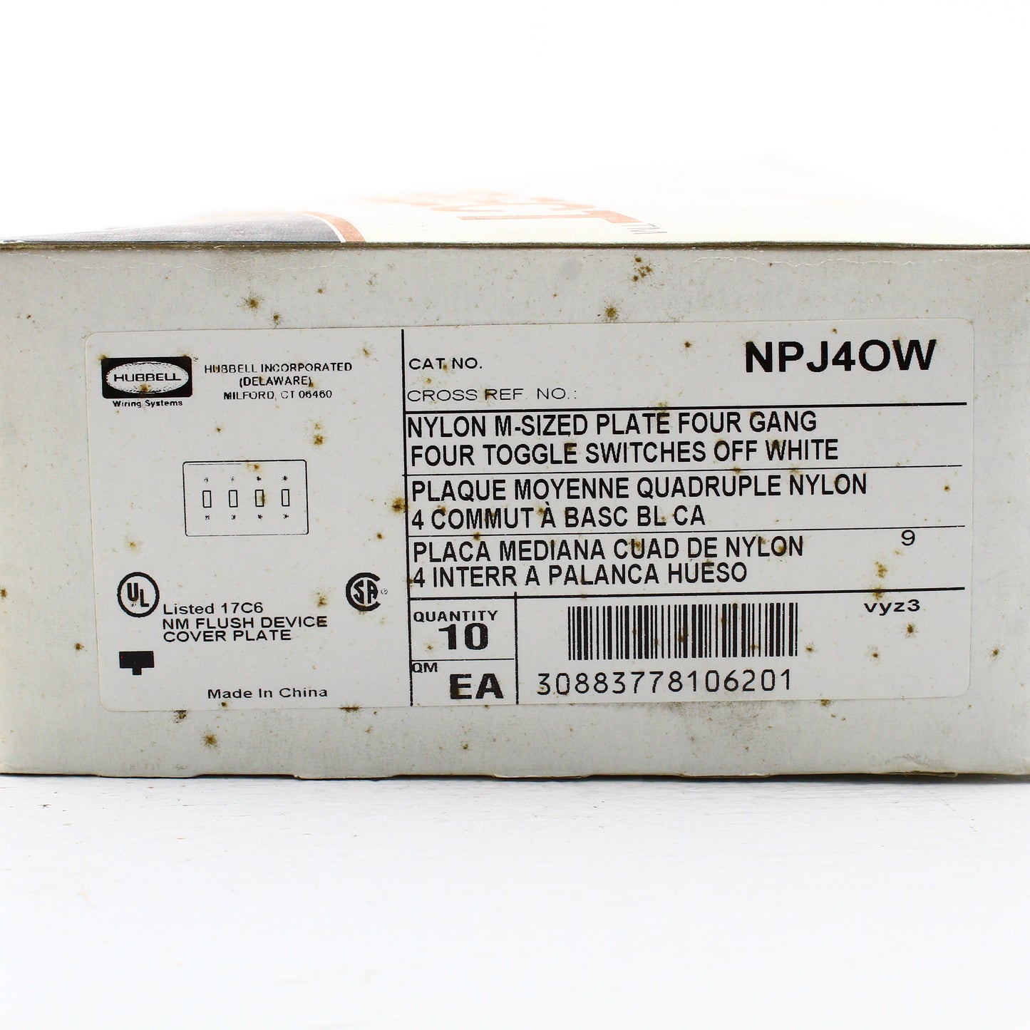 Hubbell NPJ4OW Office White 4-Gang Nylon Mid-size Switch Nylon Wallplate 10-Pack