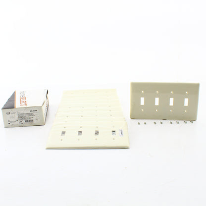 Hubbell NPJ4OW Office White 4-Gang Nylon Mid-size Switch Nylon Wallplate 10-Pack