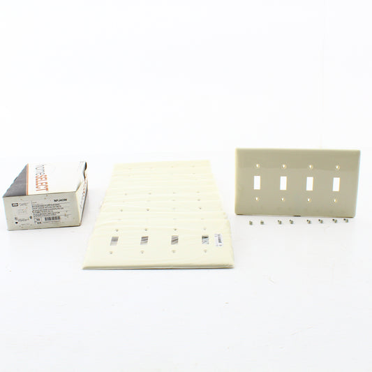 Hubbell NPJ4OW Office White 4-Gang Nylon Mid-size Switch Nylon Wallplate 10-Pack