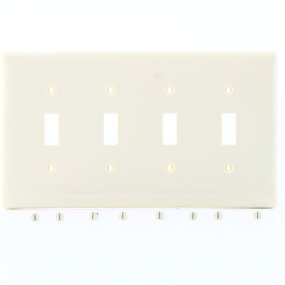 Hubbell NPJ4OW Office White 4-Gang Nylon Mid-size Switch Nylon Wallplate 10-Pack