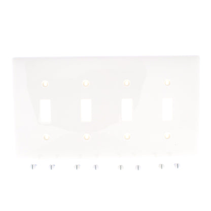 Hubbell NPJ4OW Office White 4-Gang Toggle Unbreakable Mid-Size Wallplate Cover
