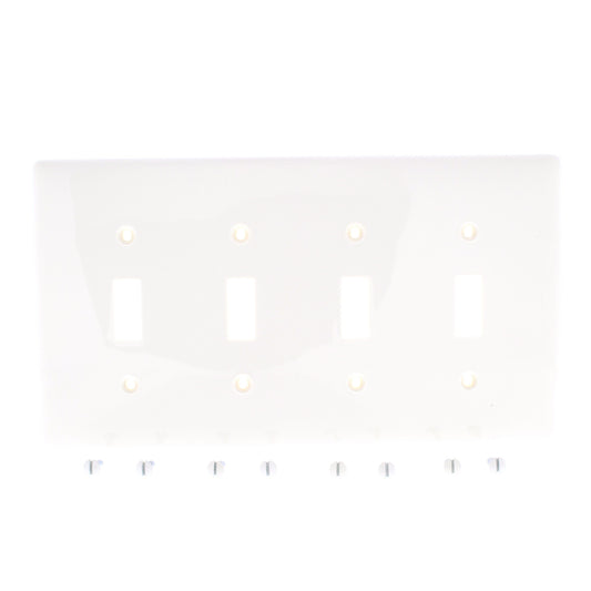 Hubbell NPJ4OW Office White 4-Gang Toggle Unbreakable Mid-Size Wallplate Cover
