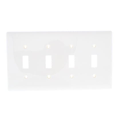 Hubbell NPJ4OW Office White 4-Gang Toggle Unbreakable Mid-Size Wallplate Cover