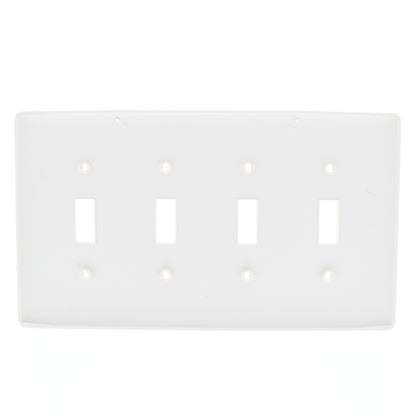 Hubbell NPJ4OW Office White 4-Gang Toggle Unbreakable Mid-Size Wallplate Cover