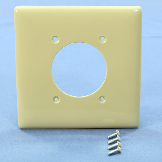 Hubbell NPJ703I Ivory 2-Gang 1- 2.16" Dia Outlet Unbreakable Mid-Size Wallplate
