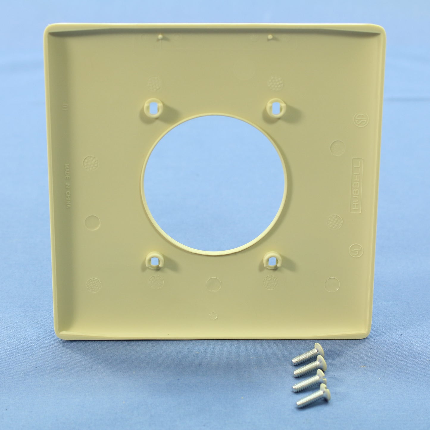 Hubbell NPJ703I Ivory 2-Gang 1- 2.16" Dia Outlet Unbreakable Mid-Size Wallplate