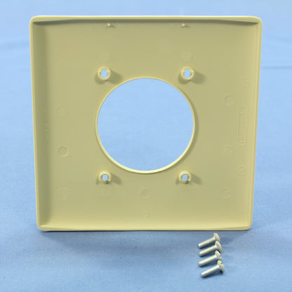 Hubbell NPJ703I Ivory 2-Gang 1- 2.16" Dia Outlet Unbreakable Mid-Size Wallplate