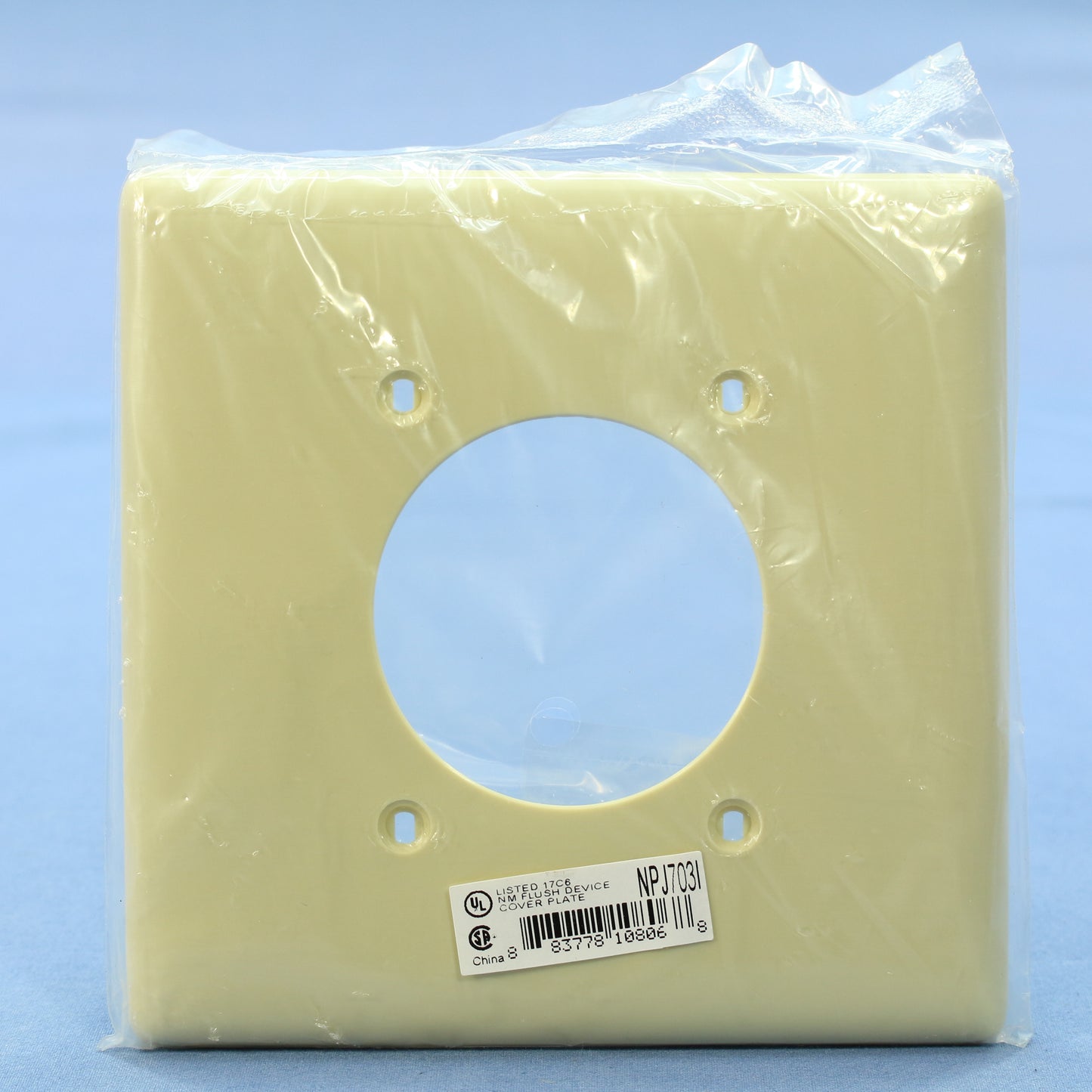 Hubbell NPJ703I Ivory 2-Gang 1- 2.16" Dia Outlet Unbreakable Mid-Size Wallplate