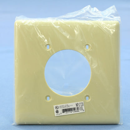 Hubbell NPJ703I Ivory 2-Gang 1- 2.16" Dia Outlet Unbreakable Mid-Size Wallplate