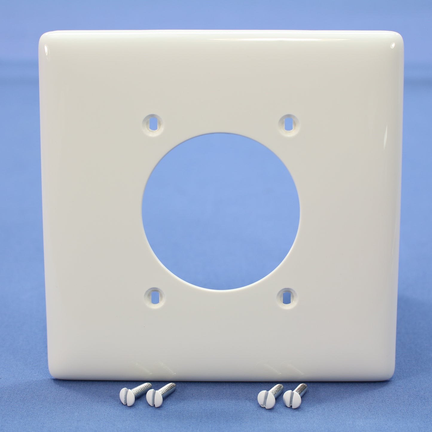 Hubbell NPJ703W White 2-Gang 1- 2.16" Dia Outlet Unbreakable Mid-Size Wallplate