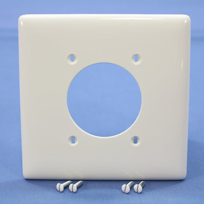 Hubbell NPJ703W White 2-Gang 1- 2.16" Dia Outlet Unbreakable Mid-Size Wallplate