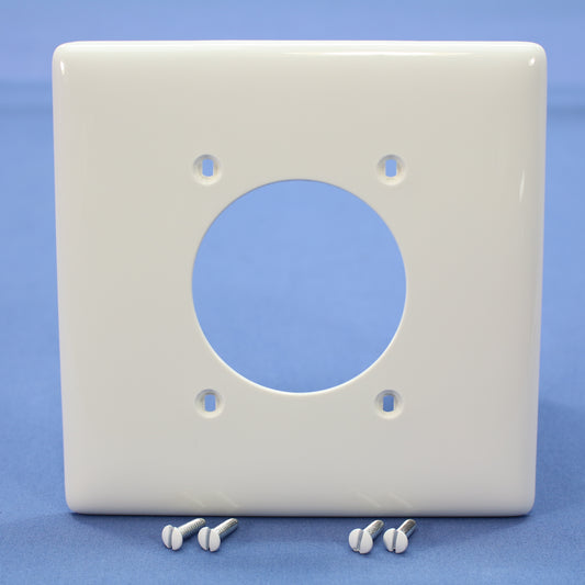 Hubbell NPJ703W White 2-Gang 1- 2.16" Dia Outlet Unbreakable Mid-Size Wallplate