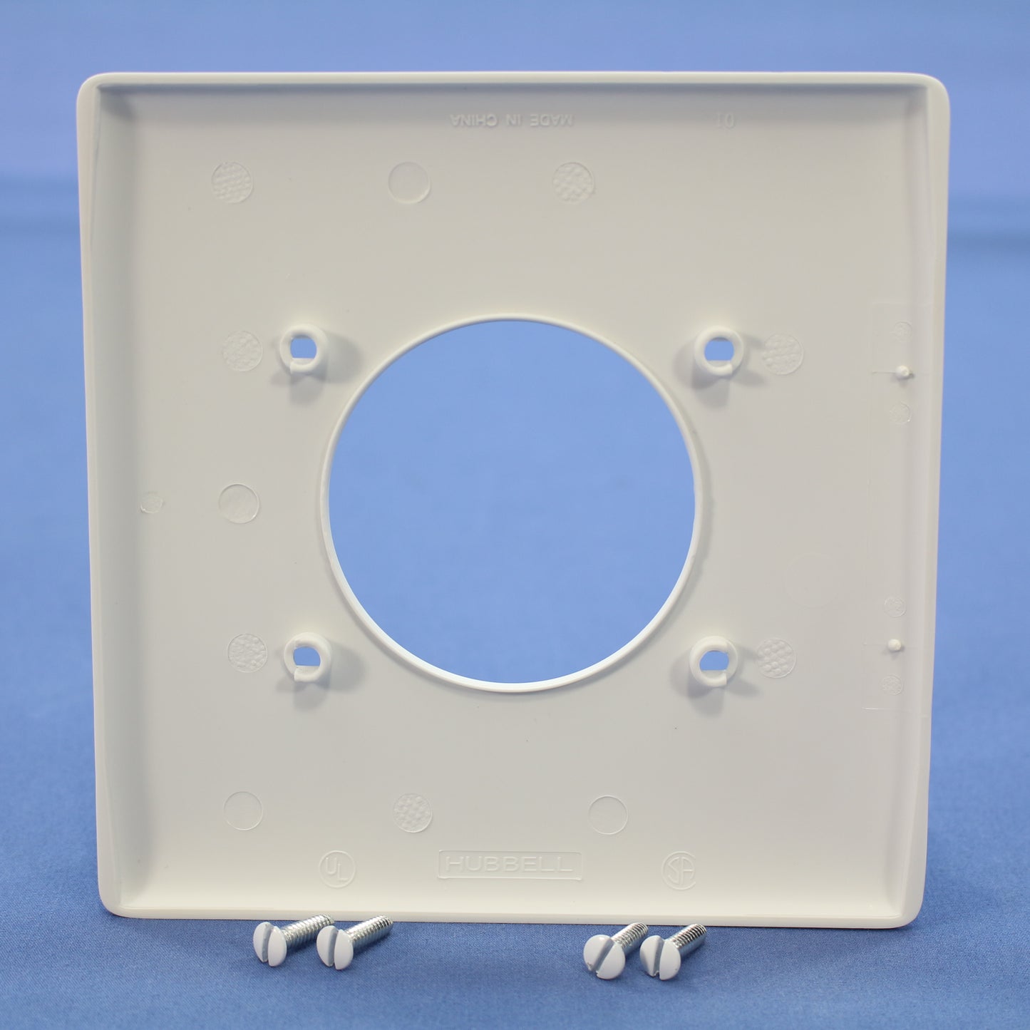 Hubbell NPJ703W White 2-Gang 1- 2.16" Dia Outlet Unbreakable Mid-Size Wallplate