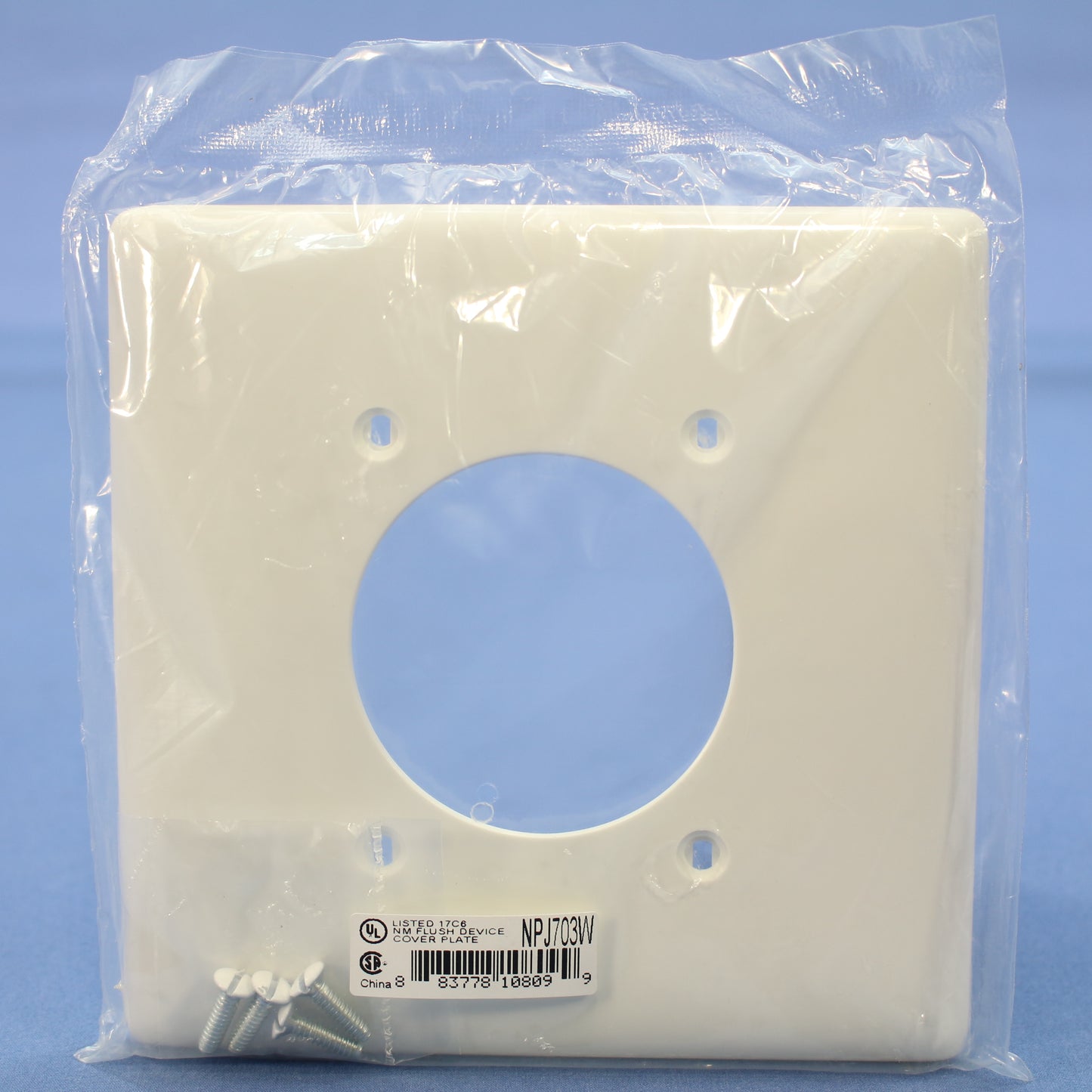 Hubbell NPJ703W White 2-Gang 1- 2.16" Dia Outlet Unbreakable Mid-Size Wallplate