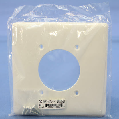 Hubbell NPJ703W White 2-Gang 1- 2.16" Dia Outlet Unbreakable Mid-Size Wallplate