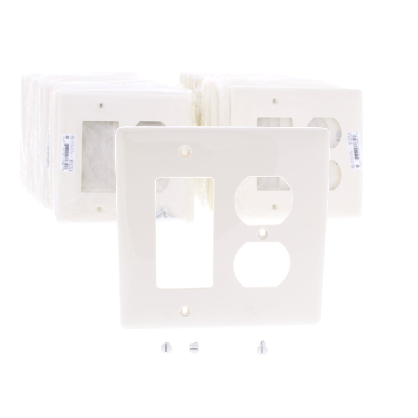 Hubbell NPJ826LA Lt Almond 2-Gang Duplex GFCI Unbreakable Mid-Size Covers 25pcs