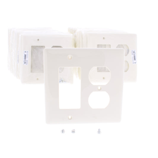 Hubbell NPJ826LA Lt Almond 2-Gang Duplex GFCI Unbreakable Mid-Size Covers 25pcs