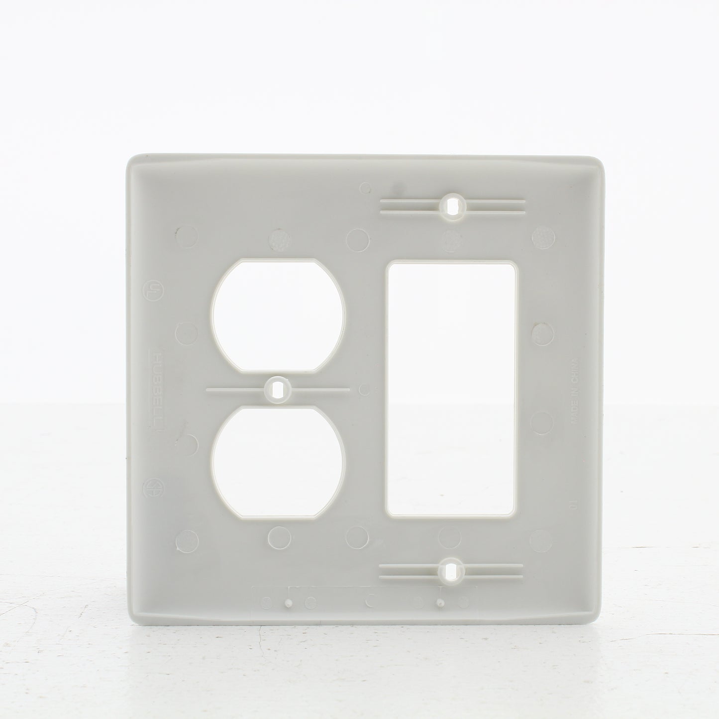 Hubbell NPJ826W White 2-Gang Mid-Size Nylon Duplex Outlet Rocker Decorator Cover