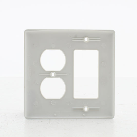 Hubbell NPJ826W White 2-Gang Mid-Size Nylon Duplex Outlet Rocker Decorator Cover