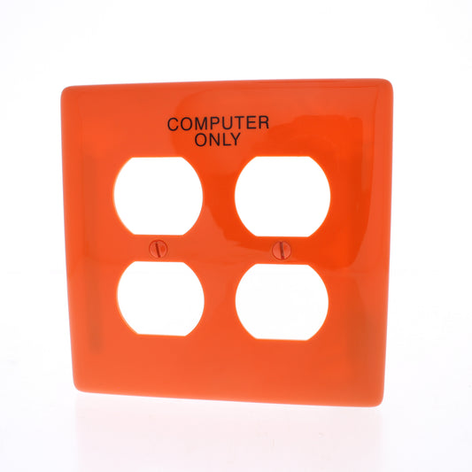 Hubbell NPJ82CO Orange 2-Gang Duplex Unbreakable Nylon Mid-Size Wallplate Cover
