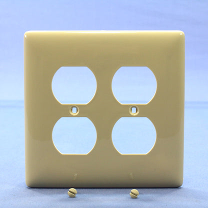 Hubbell NP82I Ivory 2-Gang Duplex Outlet Unbreakable Nylon Mid-Size Wallplate
