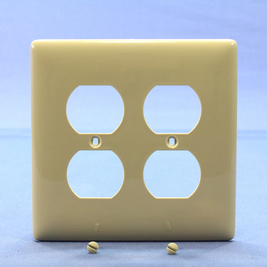 Hubbell NP82I Ivory 2-Gang Duplex Outlet Unbreakable Nylon Mid-Size Wallplate