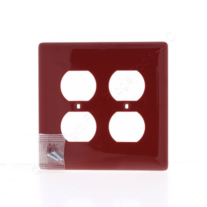 Hubbell NPJ82R Red 2-Gang Duplex Outlet Unbreakable Nylon Mid-Size Wallplate