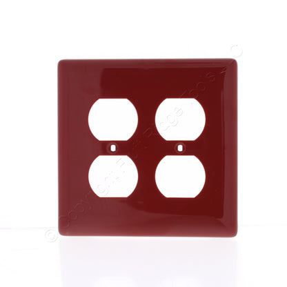 Hubbell NPJ82R Red 2-Gang Duplex Outlet Unbreakable Nylon Mid-Size Wallplate