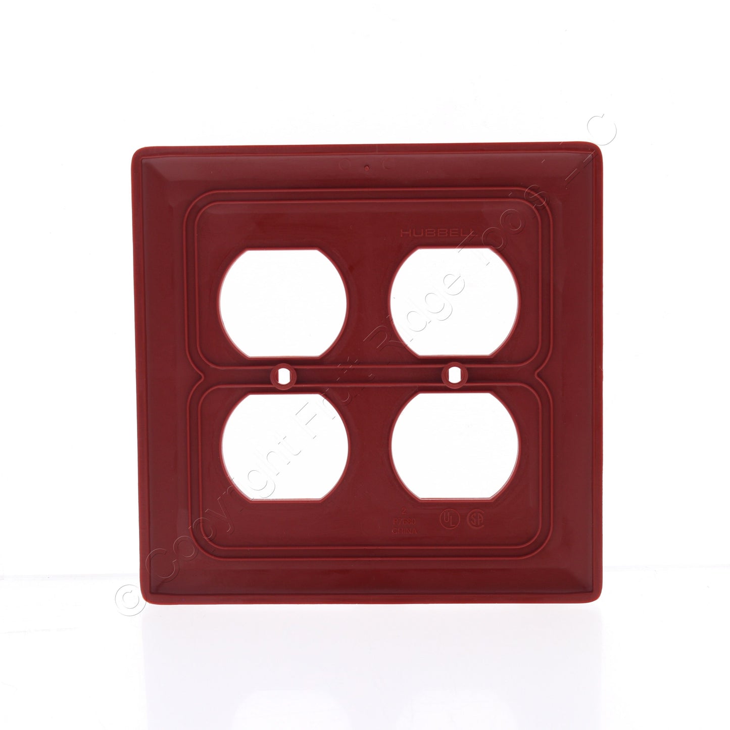 Hubbell NPJ82R Red 2-Gang Duplex Outlet Unbreakable Nylon Mid-Size Wallplate