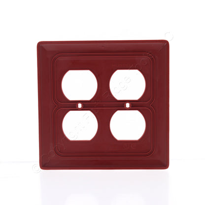 Hubbell NPJ82R Red 2-Gang Duplex Outlet Unbreakable Nylon Mid-Size Wallplate