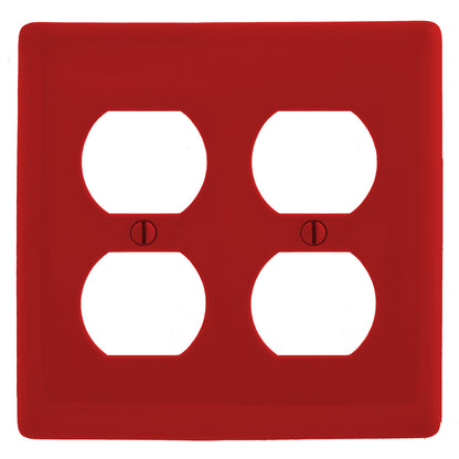 Hubbell NPJ82R Red 2-Gang Duplex Outlet Unbreakable Nylon Mid-Size Wallplate