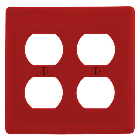 Hubbell NPJ82R Red 2-Gang Duplex Outlet Unbreakable Nylon Mid-Size Wallplate