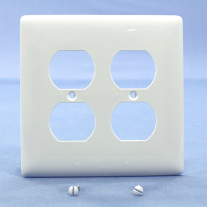 Hubbell NPJ82W White 2-Gang Duplex Unbreakable Nylon Mid-Size Wallplate Cover