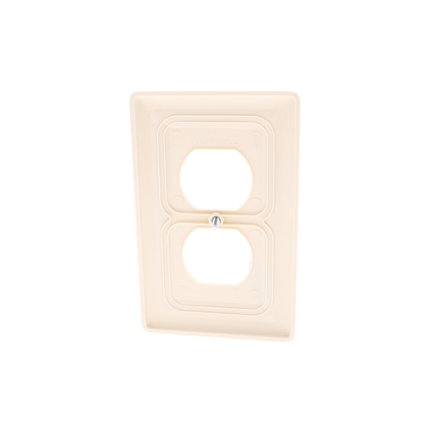 Hubbell NPJ8AL Almond 1-Gang Duplex Unbreakable Nylon Mid-Size Wallplate Cover