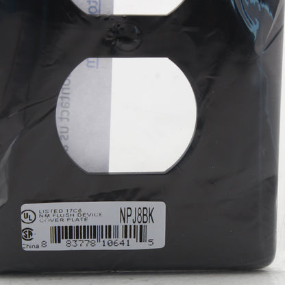 Hubbell NPJ8BK Black 1-Gang Duplex Unbreakable Nylon Mid-Size Wallplate Cover