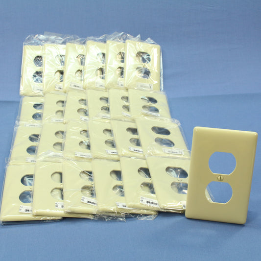 Hubbell NPJ8I Ivory 1-Gang Duplex Outlet Unbreakable Mid-Size Wallplates 25pcs