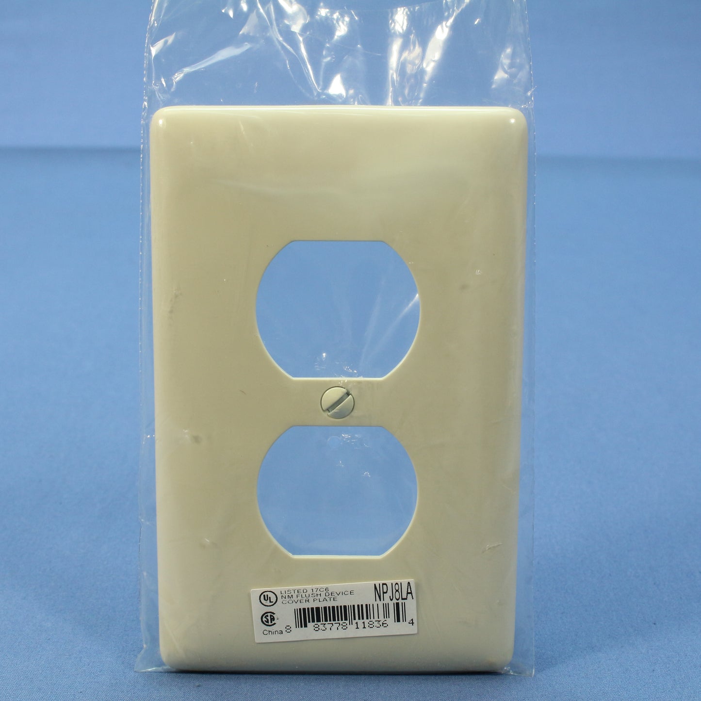 Hubbell NPJ8LA Light Almond 1-Gang Duplex Unbreakable Mid-Size Wallplate Cover