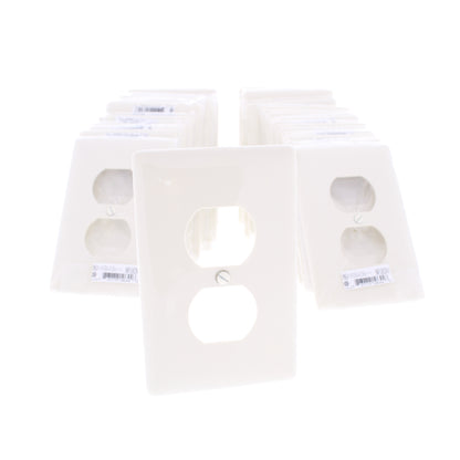 Hubbell NPJ8OW Office White 1-Gang Duplex Unbreakable Mid-Size Wallplate 25pcs