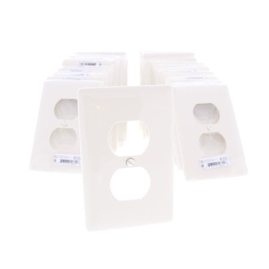 Hubbell NPJ8OW Office White 1-Gang Duplex Unbreakable Mid-Size Wallplate 25pcs