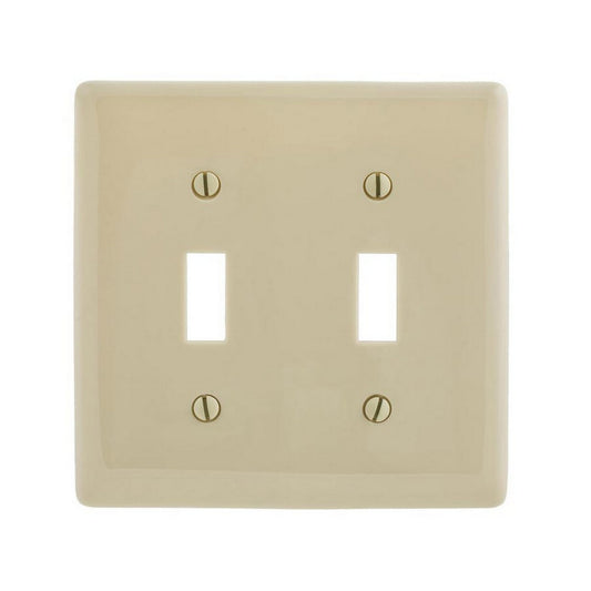 Hubbell NPJJ2IZ Ivory 2-Gang Toggle Unbreakable Nylon Jumbo Wallplate Cover
