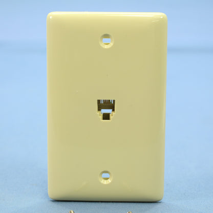 Hubbell NS730I Ivory 1-Gang Telephone Jack 6-Pos 4-Con Standard Wallplate Cover