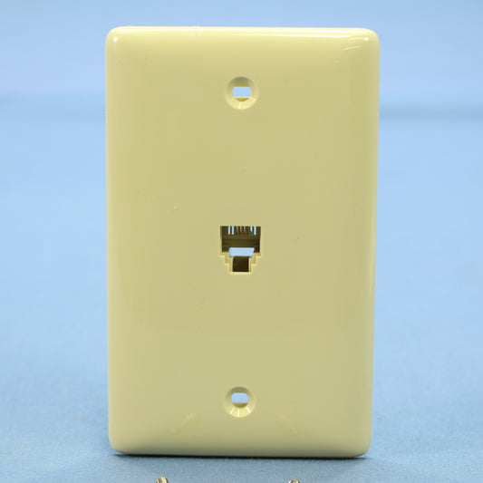 Hubbell NS730I Ivory 1-Gang Telephone Jack 6-Pos 4-Con Standard Wallplate Cover