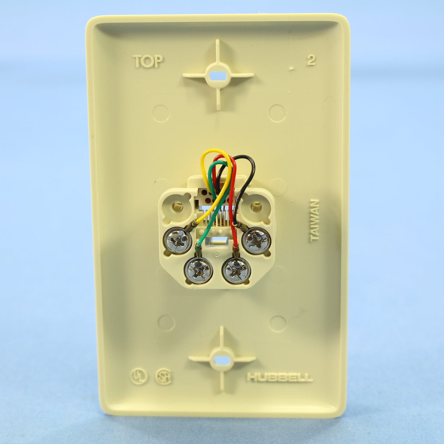 Hubbell NS730I Ivory 1-Gang Telephone Jack 6-Pos 4-Con Standard Wallplate Cover