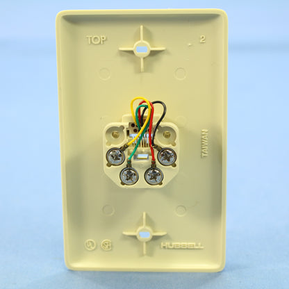 Hubbell NS730I Ivory 1-Gang Telephone Jack 6-Pos 4-Con Standard Wallplate Cover