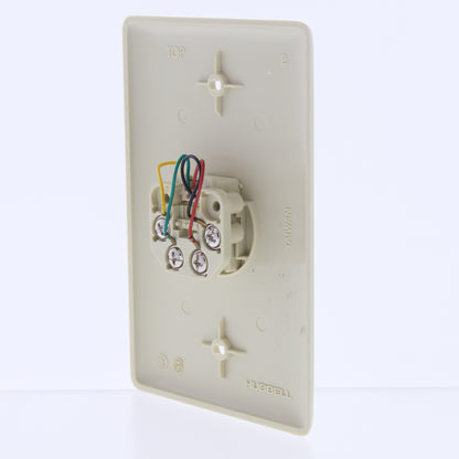 Hubbell Ivory Molded In Mid-Size Phone Jack Wallplate Cover 4-Wire 6P4C NS735I